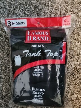 Men’s Black Tank Top 3pk Wife beaters- XL SZ 40/42